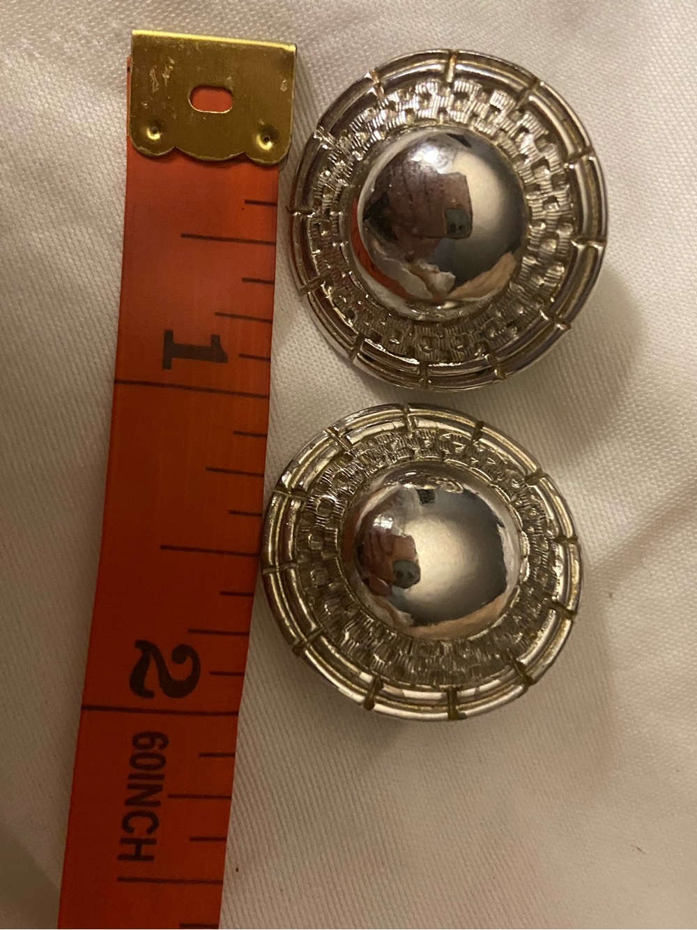 Vintage Silver-Tone Round Statement clip on Earrings